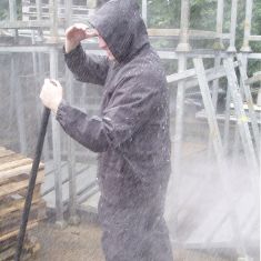 Guiran Waterdichte overalls met capuchon voor heren, regenoveralls, werkkleding, regenjas, veiligheidspakken, donkerblauw, 3XL
