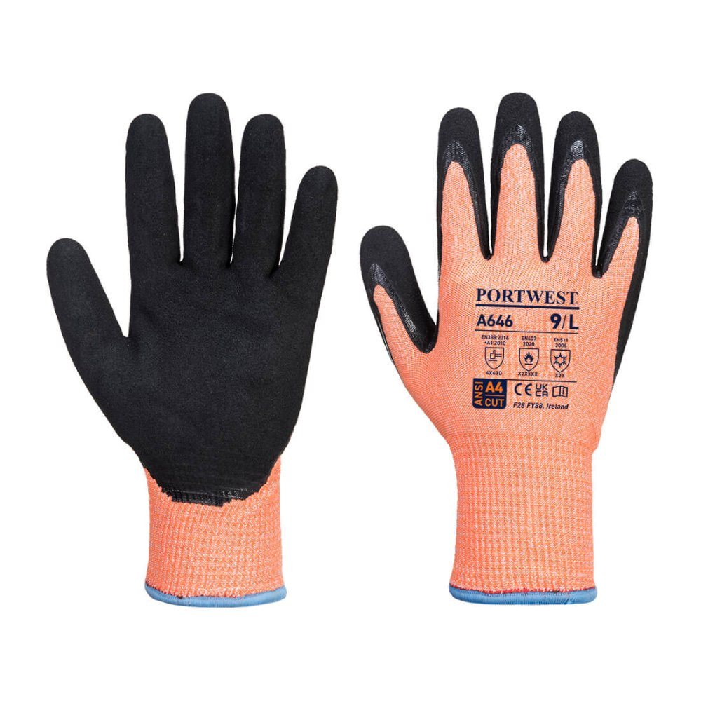 12 Paar Portwest Hi-Vis Winter Snijbestendige Cut D Handschoen A646