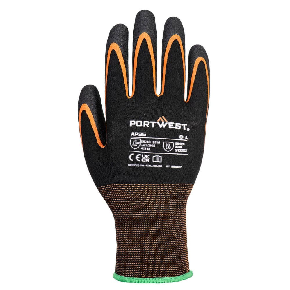 12 Paar Portwest Grip 15 Nitril Dubbele Palm Handschoen AP35