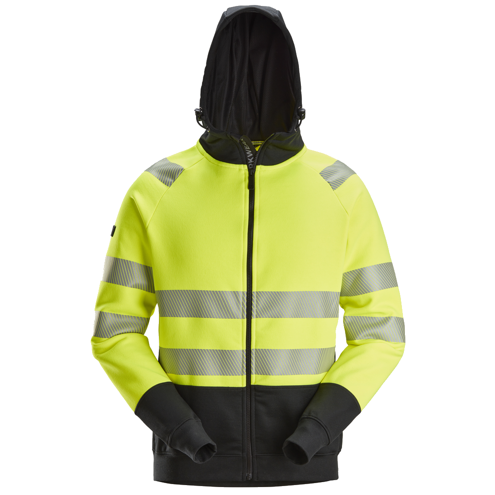 snickers-high-vis-kl1-hoodie-met-rits-zwart-geel