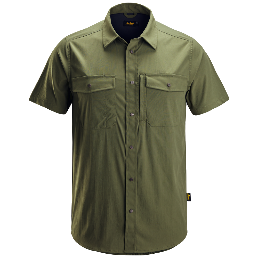 snickers-litework-werkhemd-korte-mouwen-khakigroen