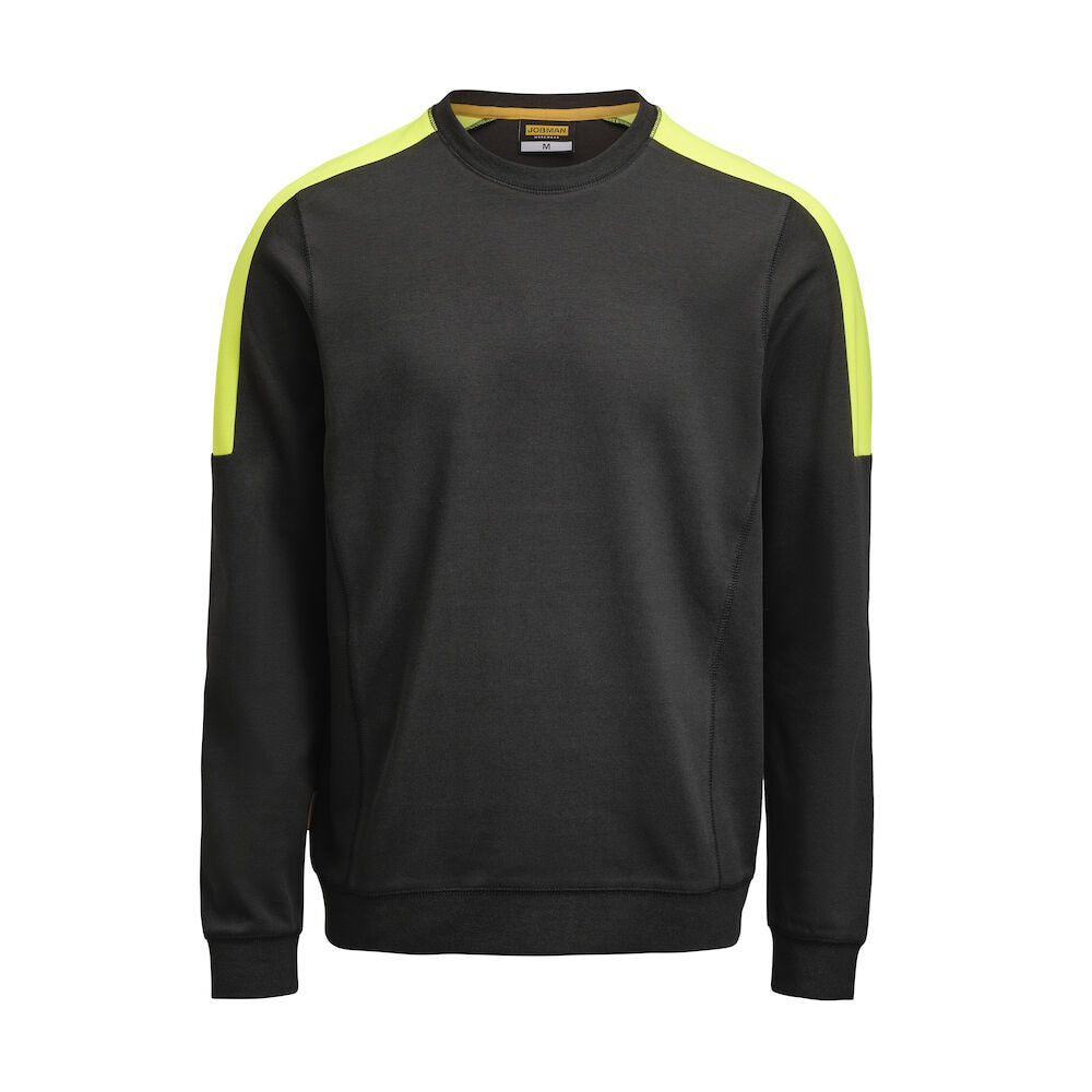 jobman-5402-roundneck-sweatshirt-zwart-geel