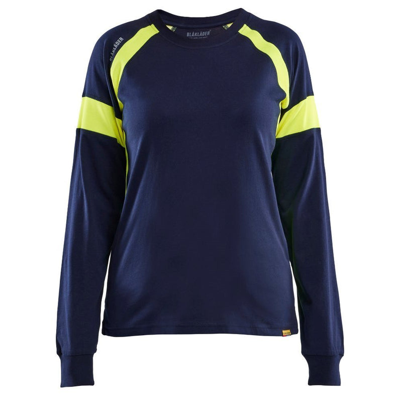 blaklader-dames-t-shirt-l-svisible-navy-geel