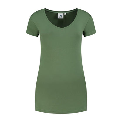 ls-t-shirt-v-hals-korte-mouw-dames-leger