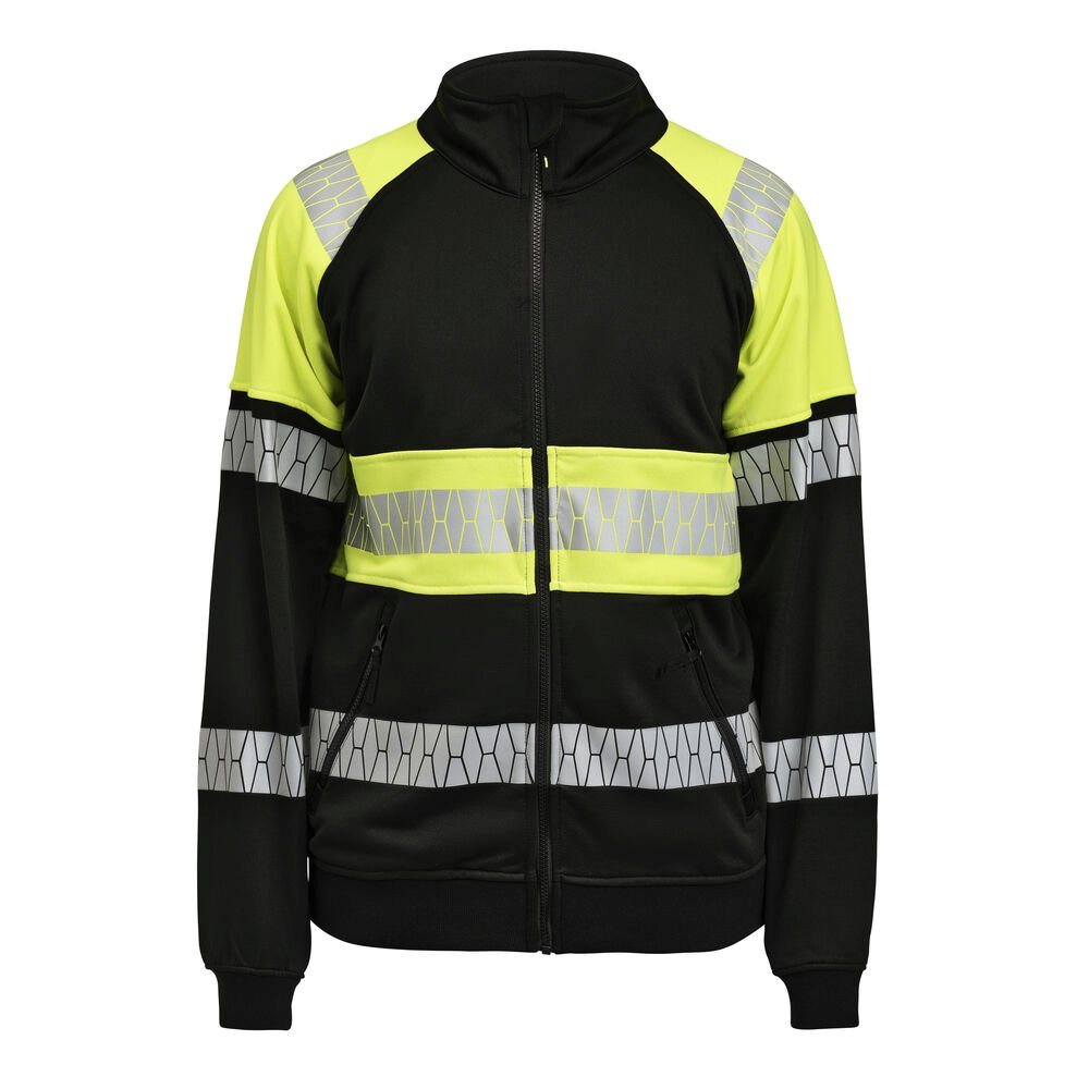 jobman-5225-sweatshirt-full-zip-hi-vis-zwart-geel