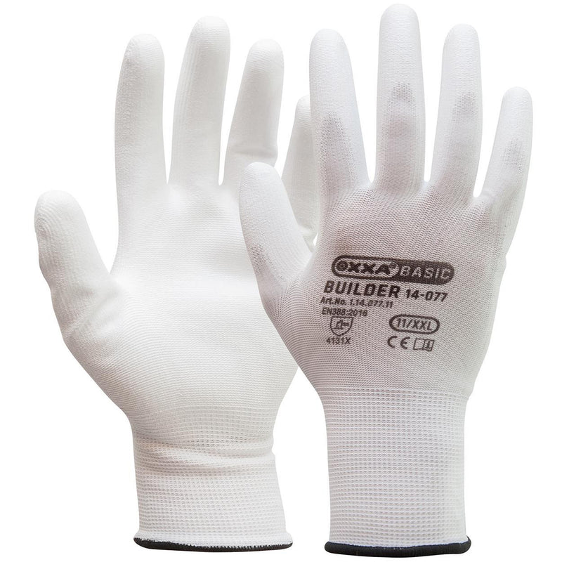 12Pr OXXA Basic Builder 14-077 handschoen (Wit)