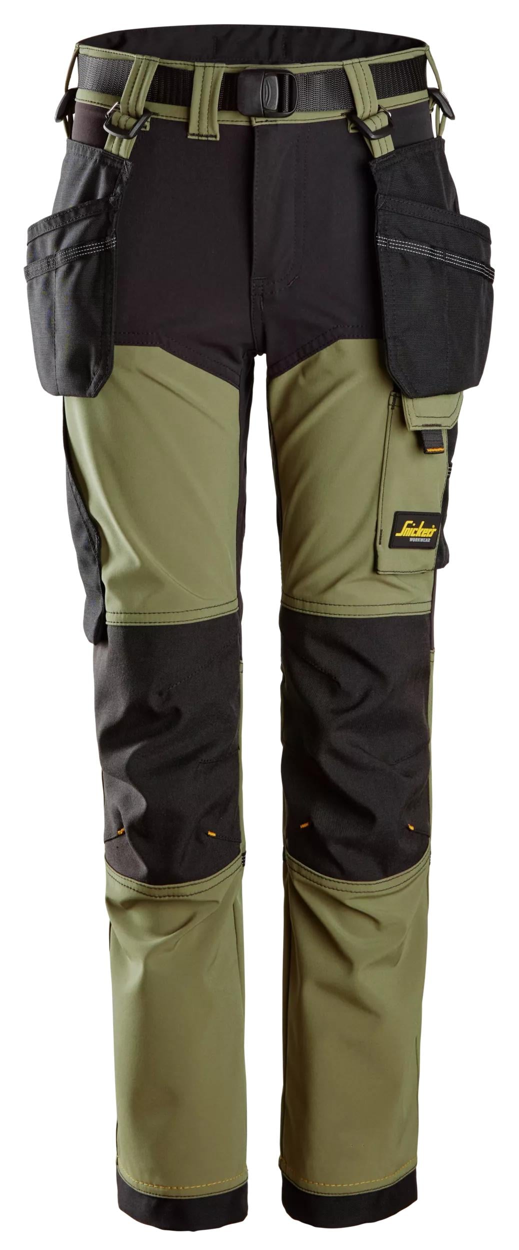 Snickers Allroundwork Junior 4-Way Stretch Broek (KhakiGroen/Zwart)