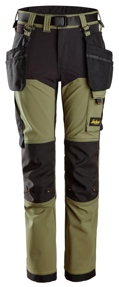 Snickers Allroundwork Junior 4-Way Stretch Broek (KhakiGroen/Zwart)