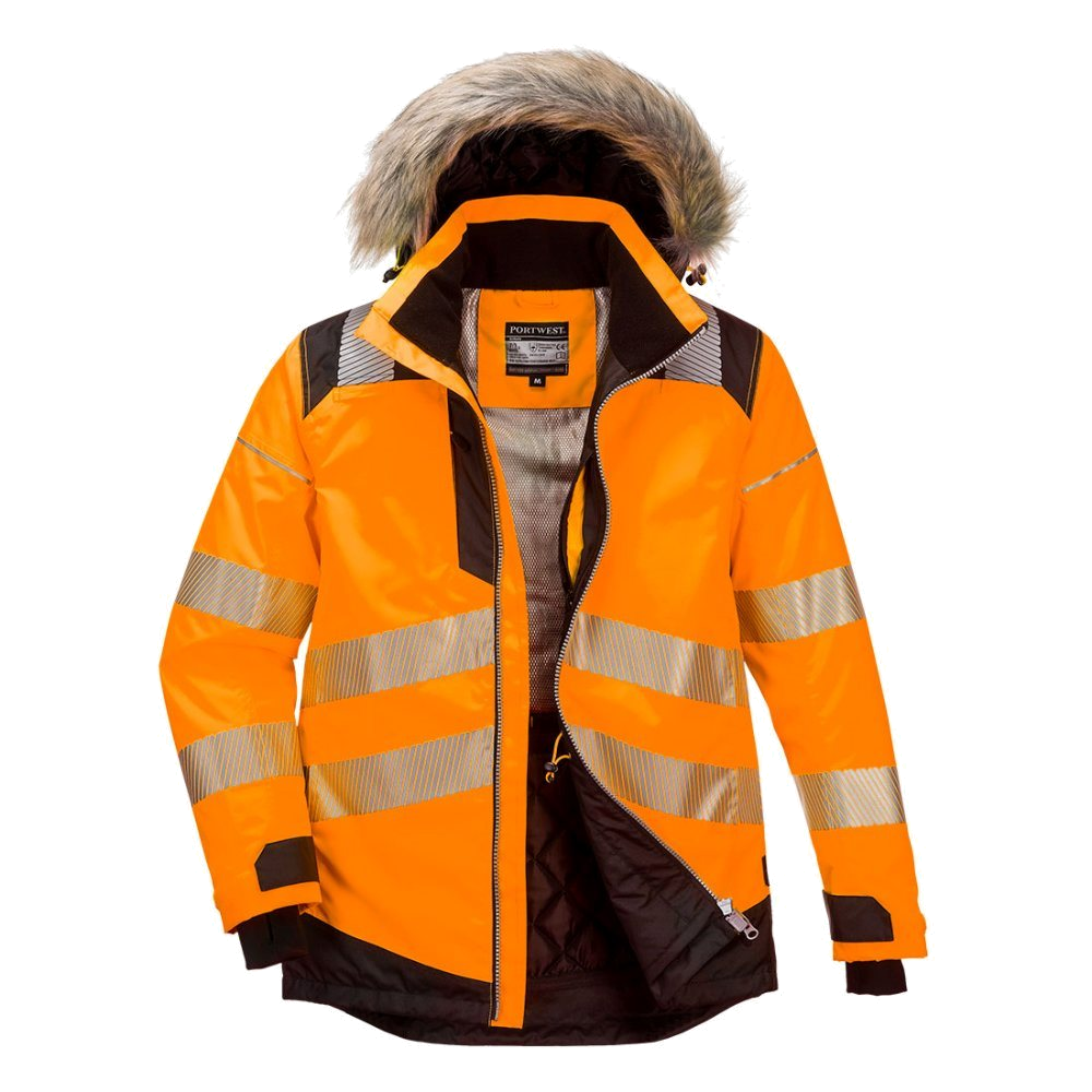Portwest PW3 Hi-Vis Winterparka CL.3 (Oranje/Zwart) 1
