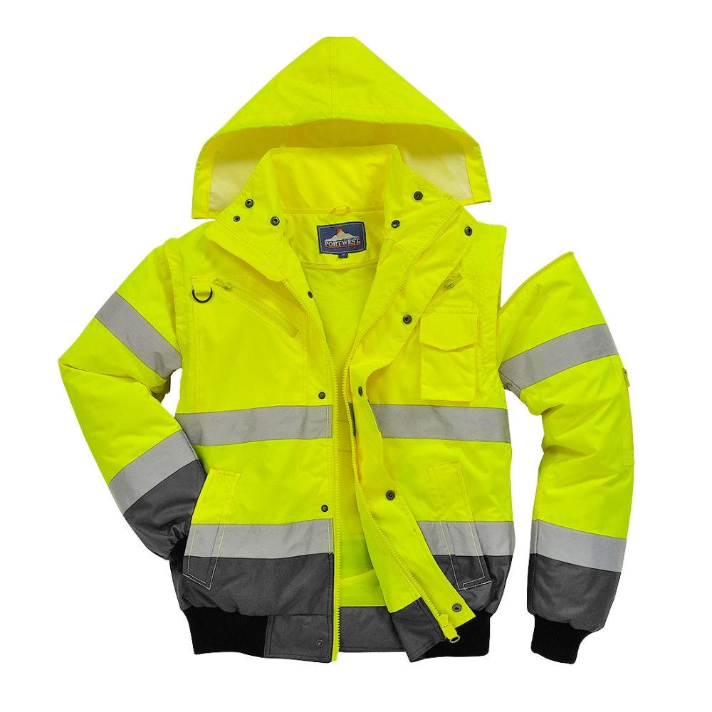 Portwest Hi-Vis 3-in-1 Bicolor Bomberjack (Geel/Grijs) 1