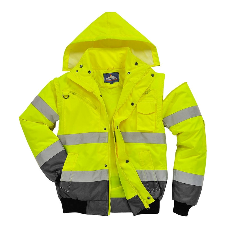 Portwest Hi-Vis 3-in-1 Bicolor Bomberjack (Geel/Grijs) 1