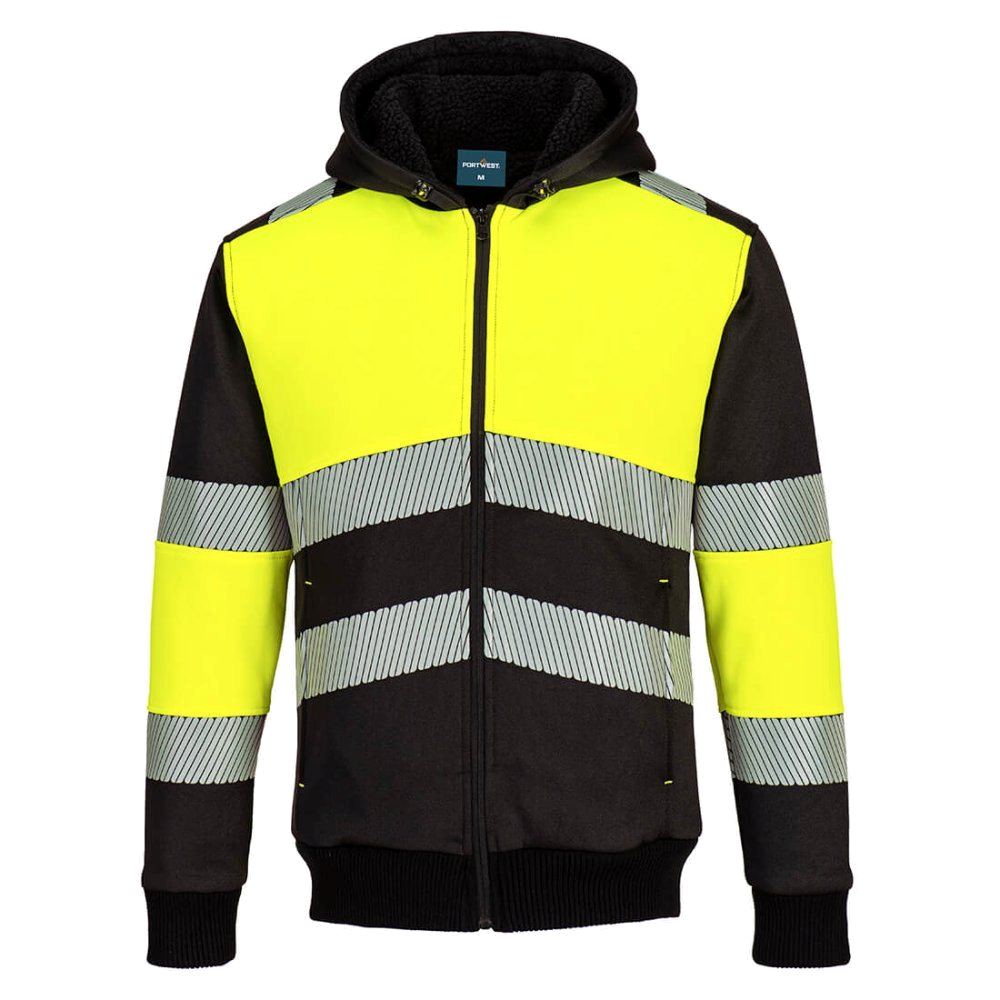 Portwest PW3 Zipped Class 1 Winter Hoodie (Geel/Zwart) 1
