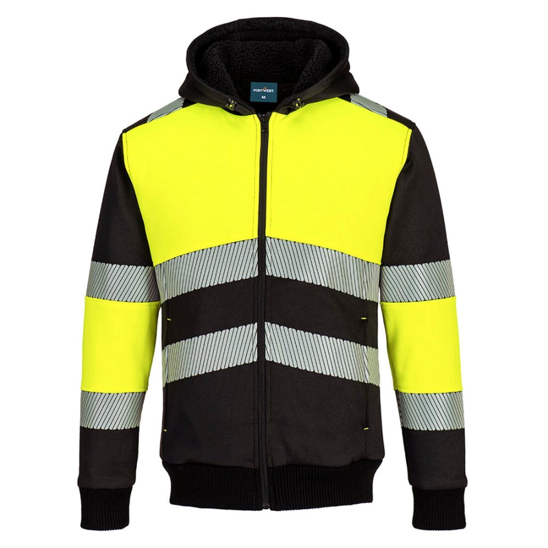 Portwest PW3 Zipped Class 1 Winter Hoodie (Geel/Zwart) 1