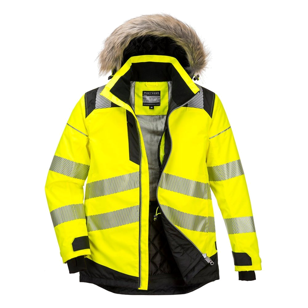 Portwest PW3 Hi-Vis Winterparka CL.3 (Geel/Zwart) 1