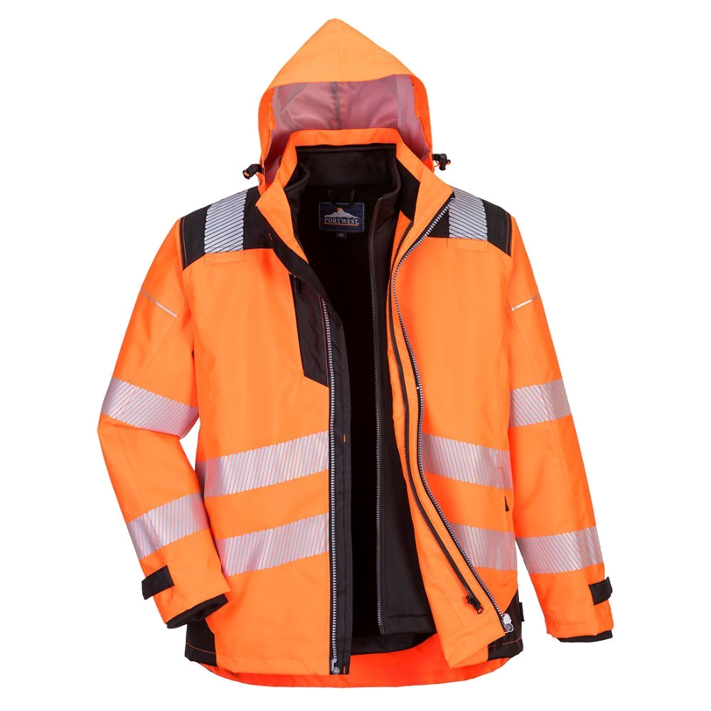Portwest PW3 Hi-Vis 3-in-1 Werkjas CL.3 (Oranje/Zwart) 1
