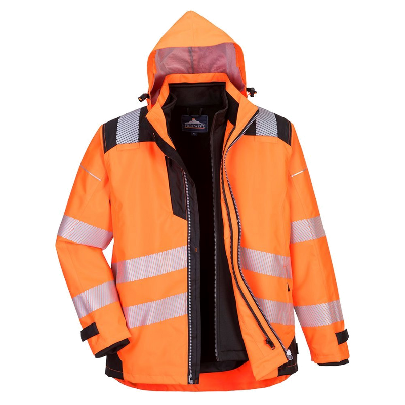 Portwest PW3 Hi-Vis 3-in-1 Werkjas CL.3 (Oranje/Zwart) 1