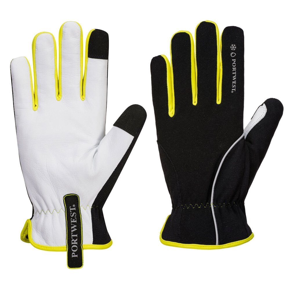 Portwest PW3 Lederen Winterhandschoen (Zwart/Geel) 1