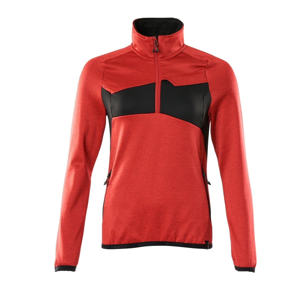 Mascot Dames Fleecetrui Halve Rits (Rood/Zwart) 4