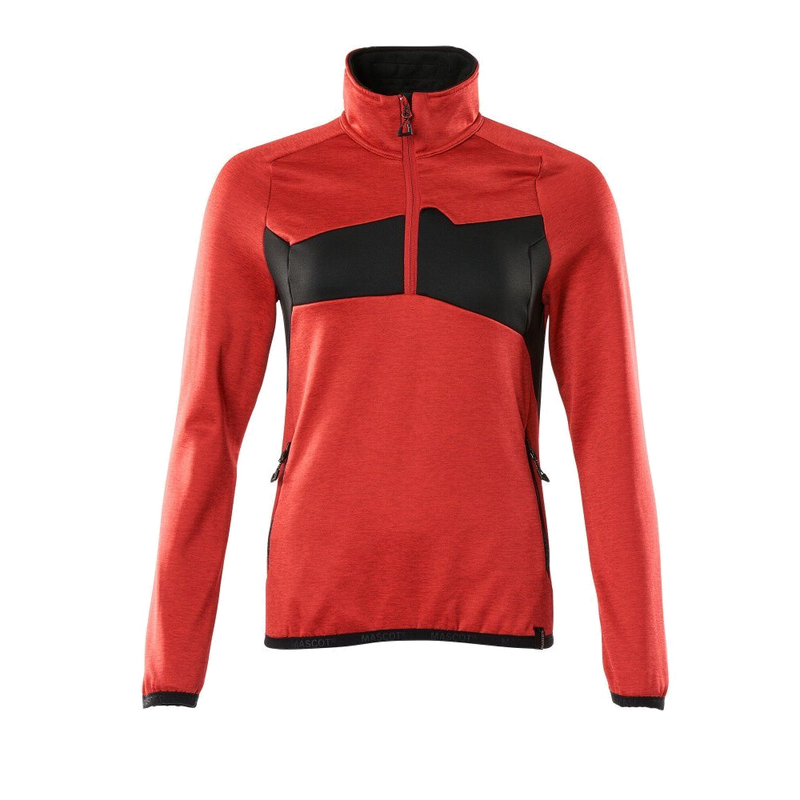 Mascot Dames Fleecetrui Halve Rits (Rood/Zwart) 4