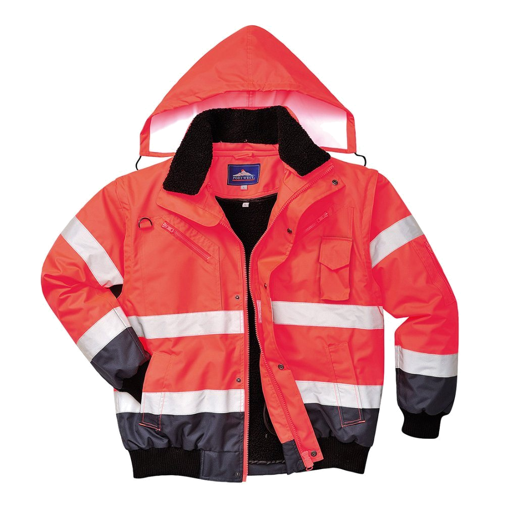 Portwest Hi-Vis 3-in-1 Bicolor Bomberjack (Rood/Navy) 1