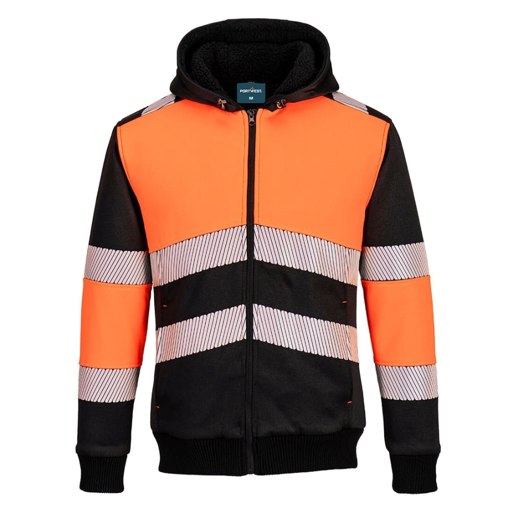 Portwest PW3 Zipped Class 1 Winter Hoodie (Oranje/Zwart) 1