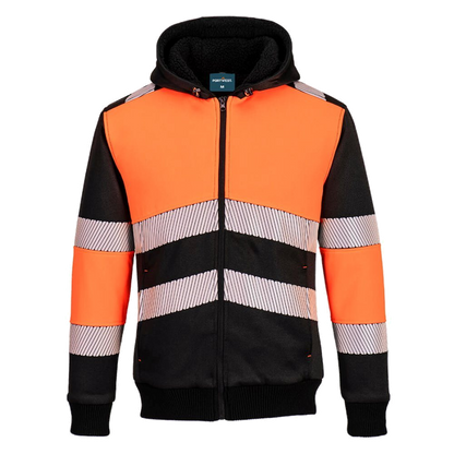 Portwest PW3 Zipped Class 1 Winter Hoodie (Oranje/Zwart) 1