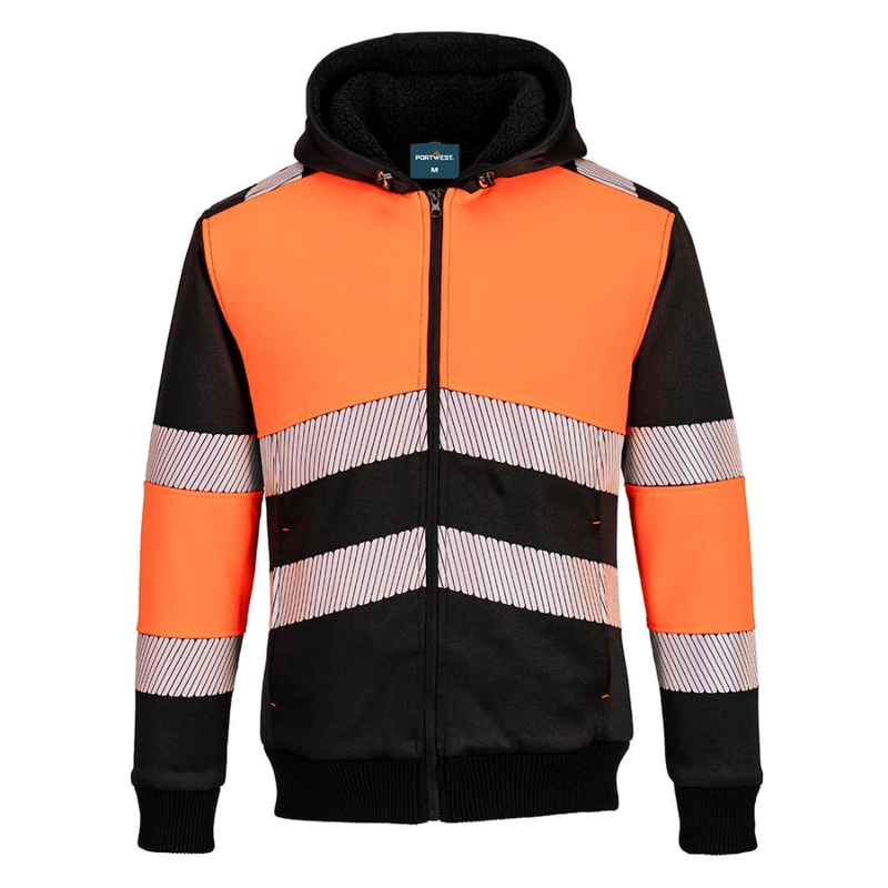 Portwest PW3 Zipped Class 1 Winter Hoodie (Oranje/Zwart) 1