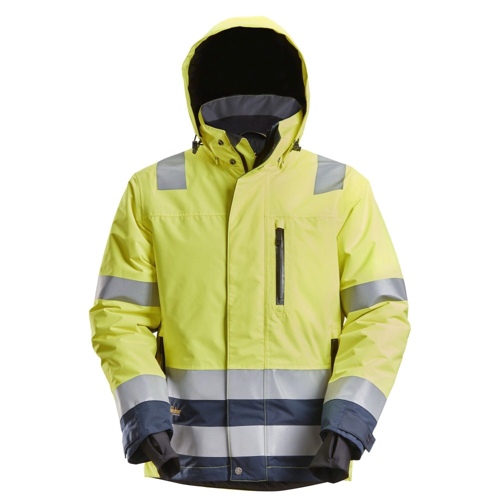 Snickers HiVis Waterproof 37.5 Jack Cl.3 (Geel/Navy) 1