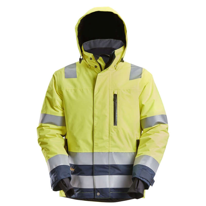 Snickers HiVis Waterproof 37.5 Jack Cl.3 (Geel/Navy) 1