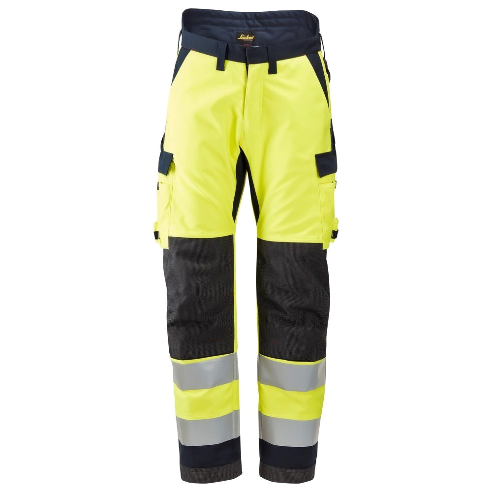 Snickers PW Isolerende Werkbroek HiVis CL.2 (Geel/Navy) 1