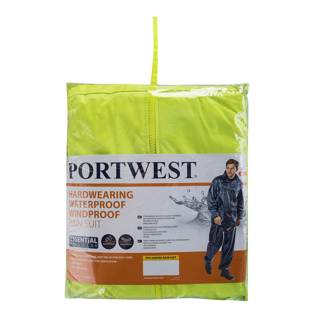 Portwest PVC Coated Rain Suit (Geel)
