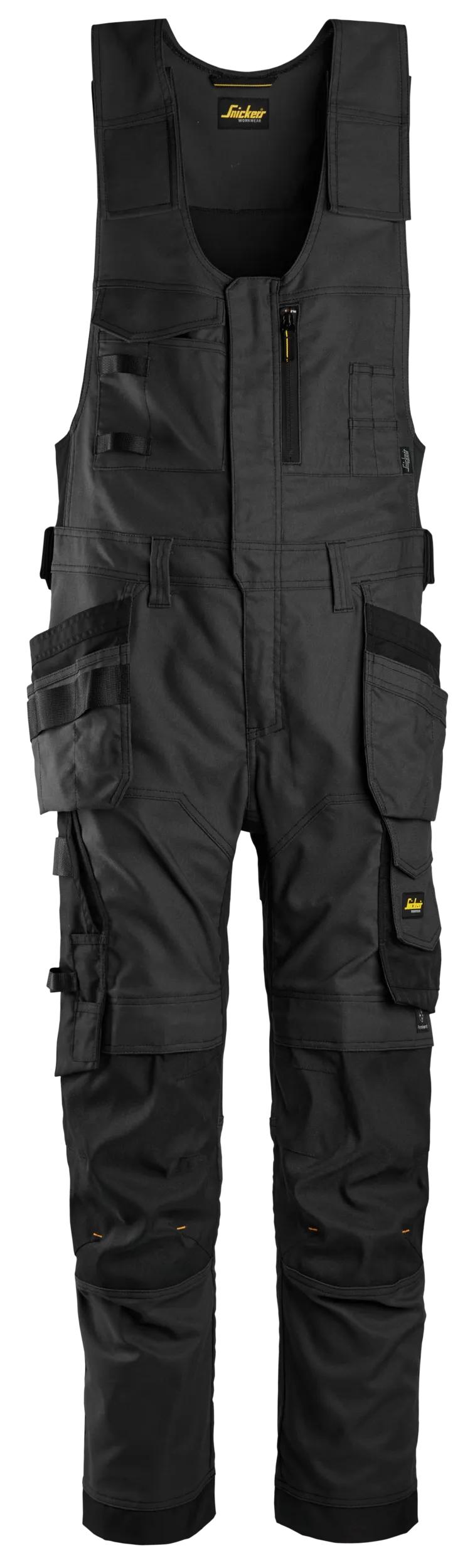 Snickers Allroundwork Canvas Stretch Bodybroek Hp (Zwart/Zwart)