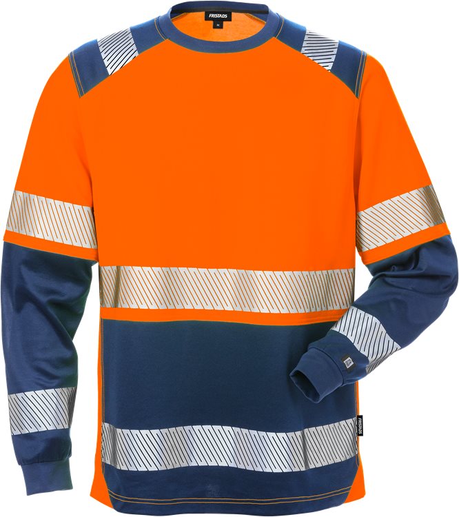 Fristads High vis T-shirt lange mouwen (Oranje/Navy)