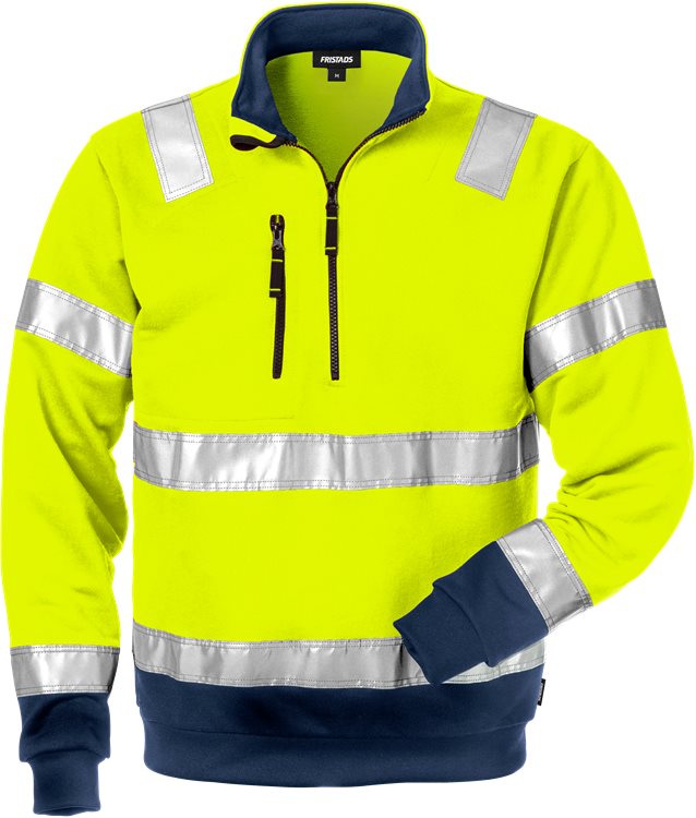 Fristads High vis sweatshirt korte rits (Geel/Navy)