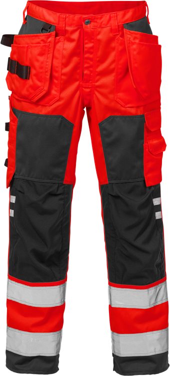 Fristads High vis werkbroek CL.2 2025 PLU (Rood/Zwart)