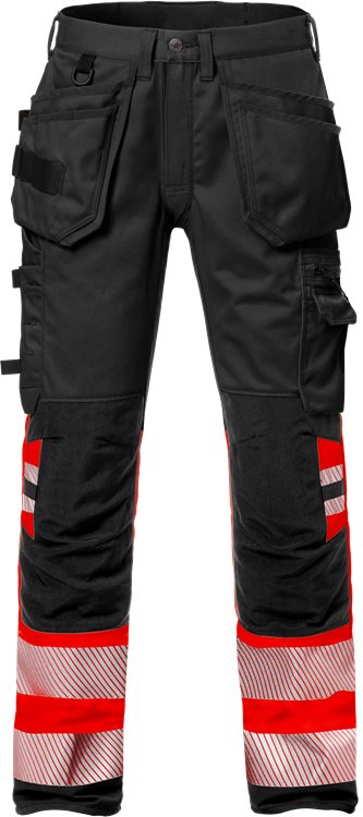 Fristads High vis werkbroek stretch CL.1 (Rood/Zwart)