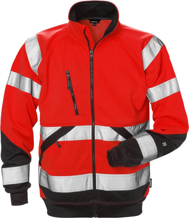 Fristads High vis sweatjack CL.3 7426 SHV (Rood/Zwart)