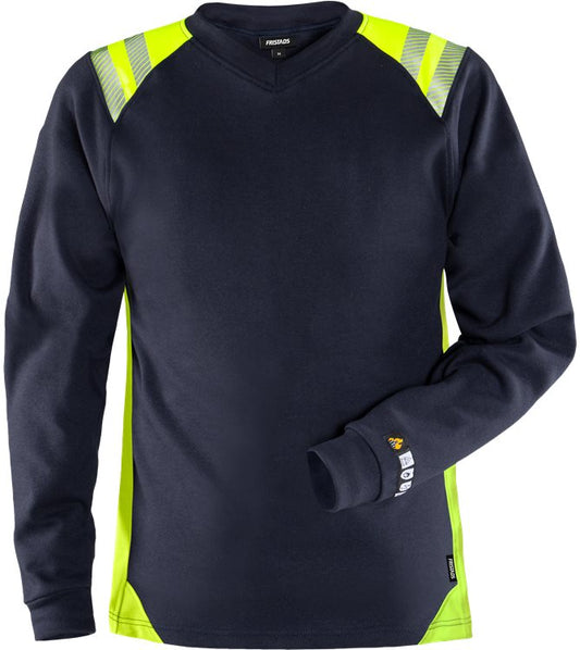 Fristads Flamestat T-shirt lang dames (Navy/Geel)