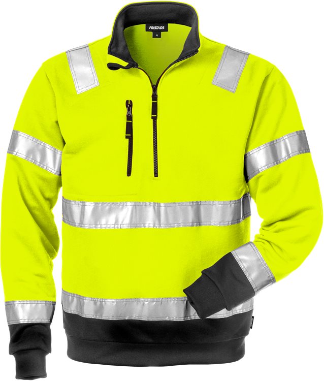 Fristads High vis sweatshirt korte rits (Geel/Zwart)