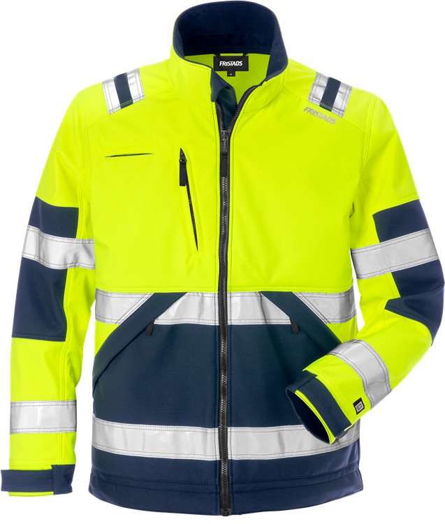 Fristads High vis softshelljack CL.2 4083 (Geel/Navy)