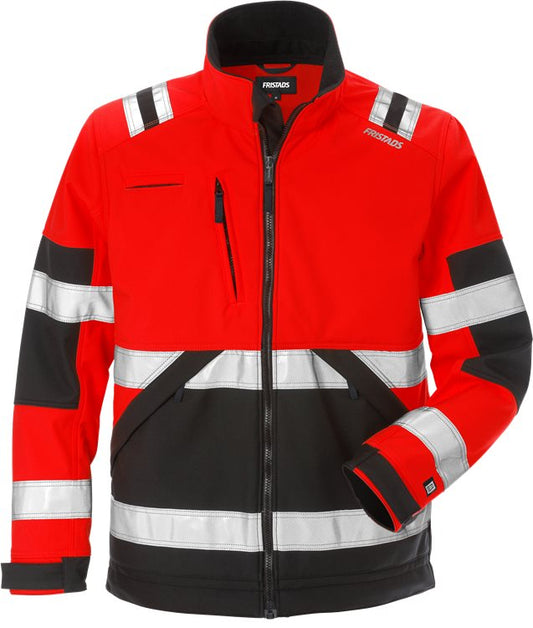 Fristads High vis softshelljack CL.2 4083 (Rood/Zwart)