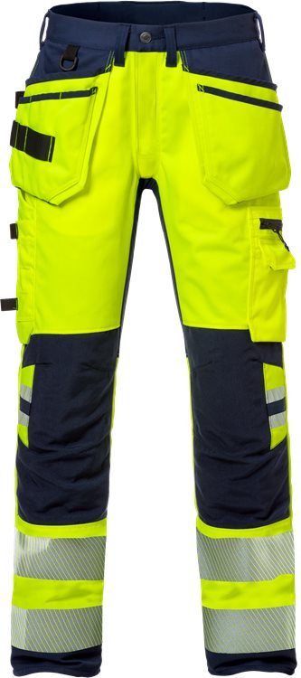 Fristads High vis werkbroek stretch CL.2 (Geel/Navy)