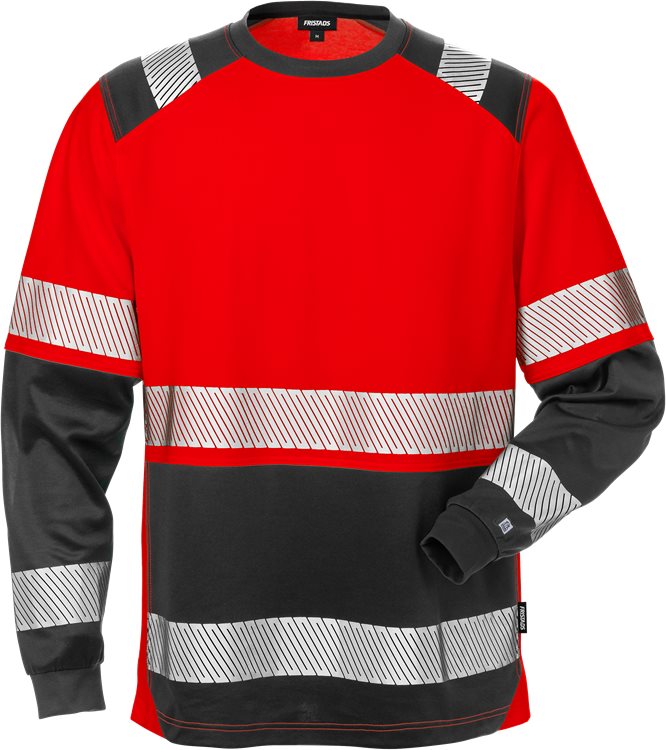 Fristads High vis T-shirt lange mouwen (Rood/Zwart)