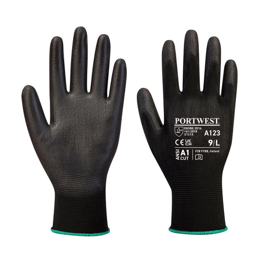 Portwest PU Palm Glove Latex Free  (Zwart)