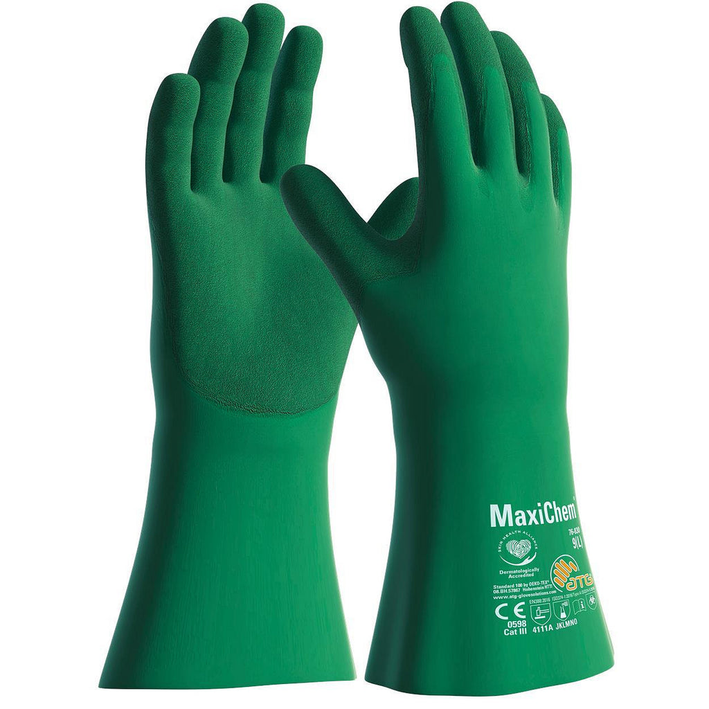 12Pr ATG Maxichem 76-830 NBR chemischbestendige handschoen (Groen)
