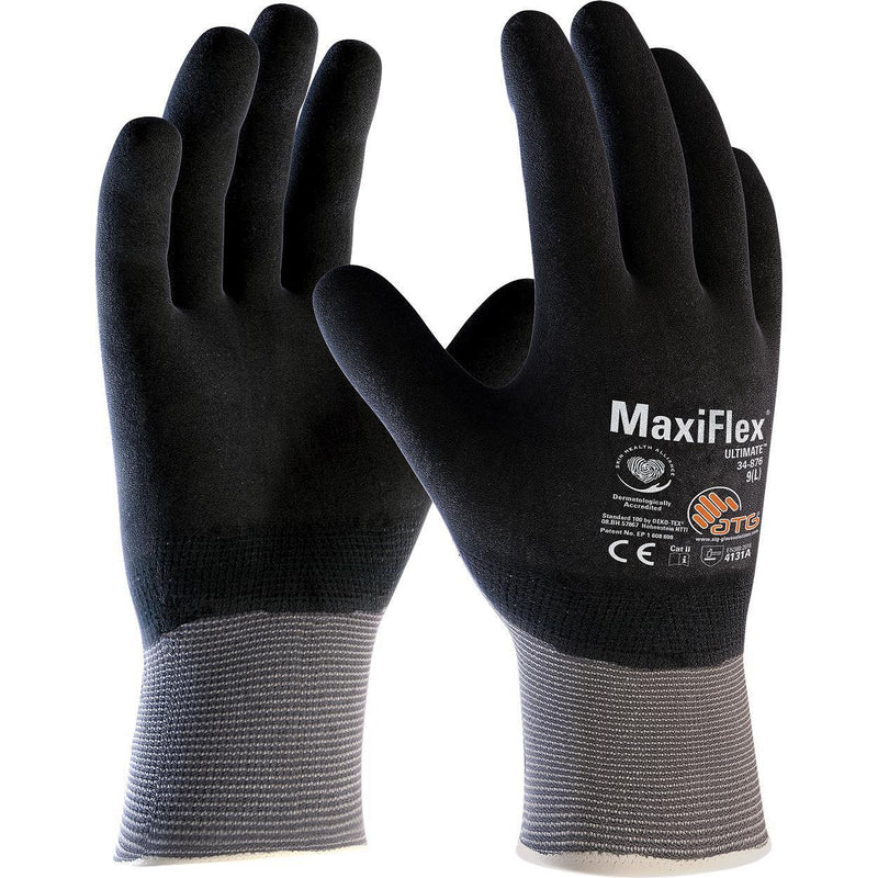 12Pr ATG MaxiFlex Ultimate 34-876 handschoen (Zwart)