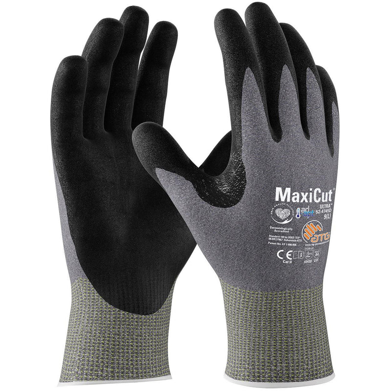 12Pr ATG MaxiCut Ultra AD-APT 52-4745D Cut D handschoen (Grijs)