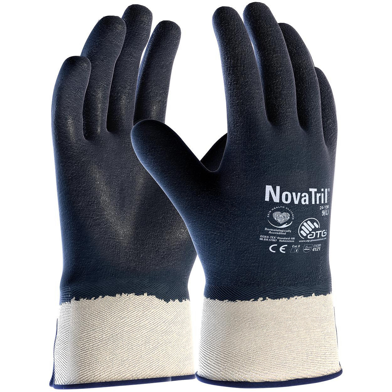 12Pr ATG Novatril 24-196 Full DIP NBR handschoen (Blauw)