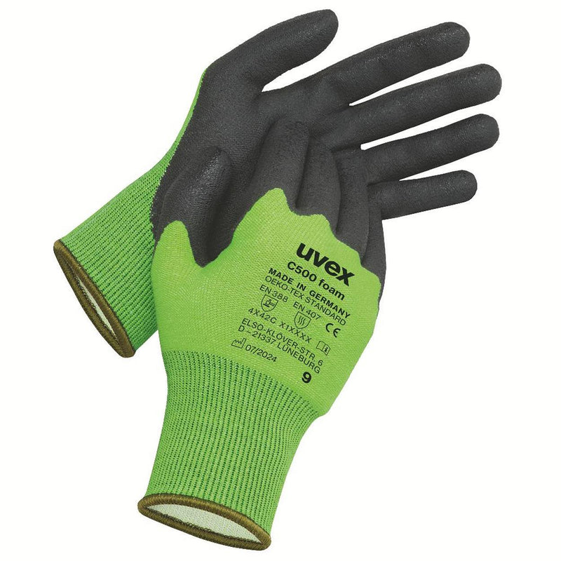 10 Paar Uvex C500 Foam handschoenen Cut C