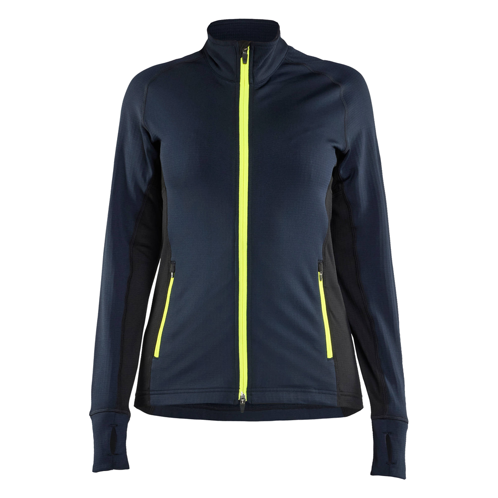 blaklader-striker-damesfleecejack-navy-geel